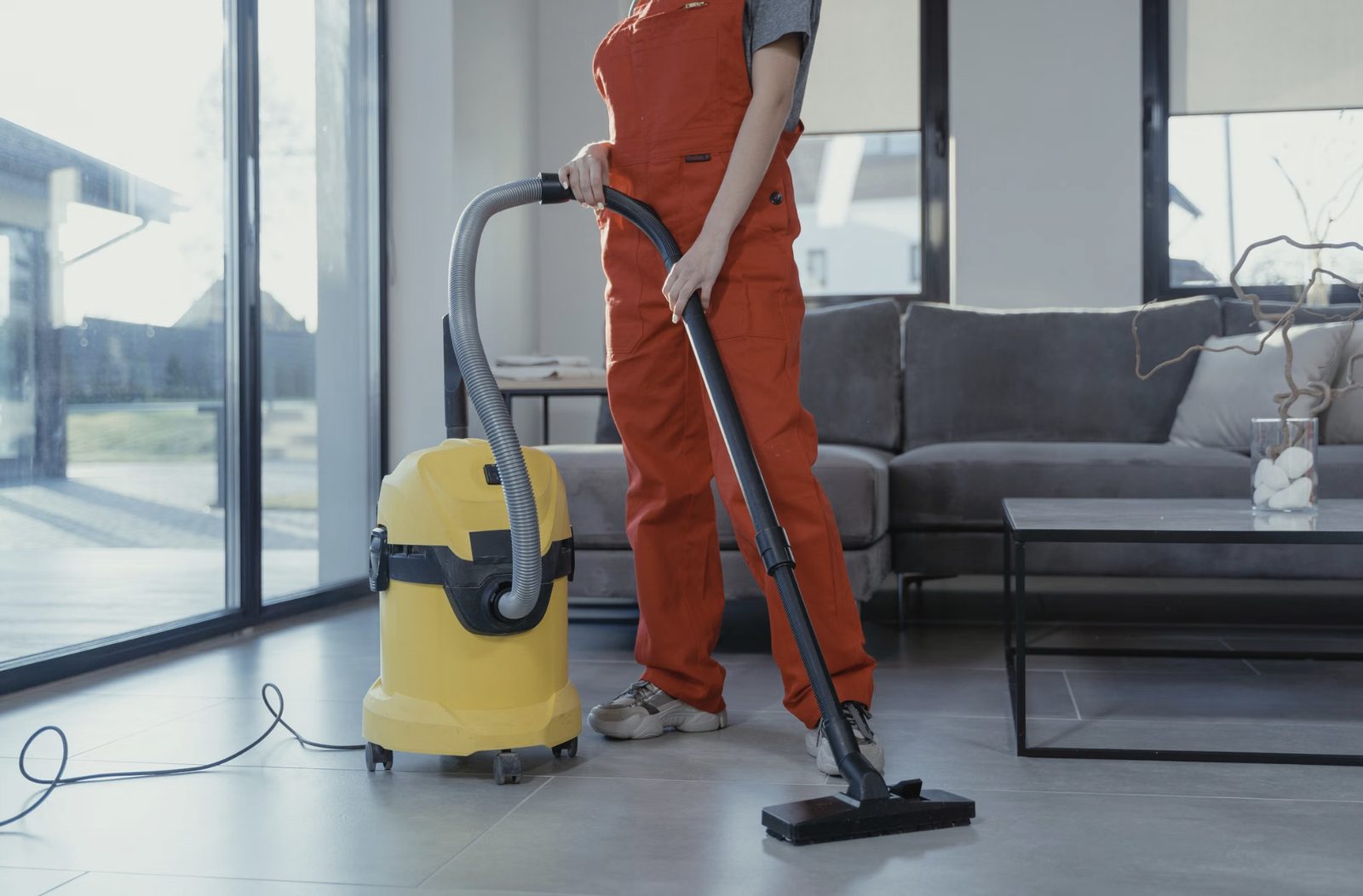 Vacuuming a living room